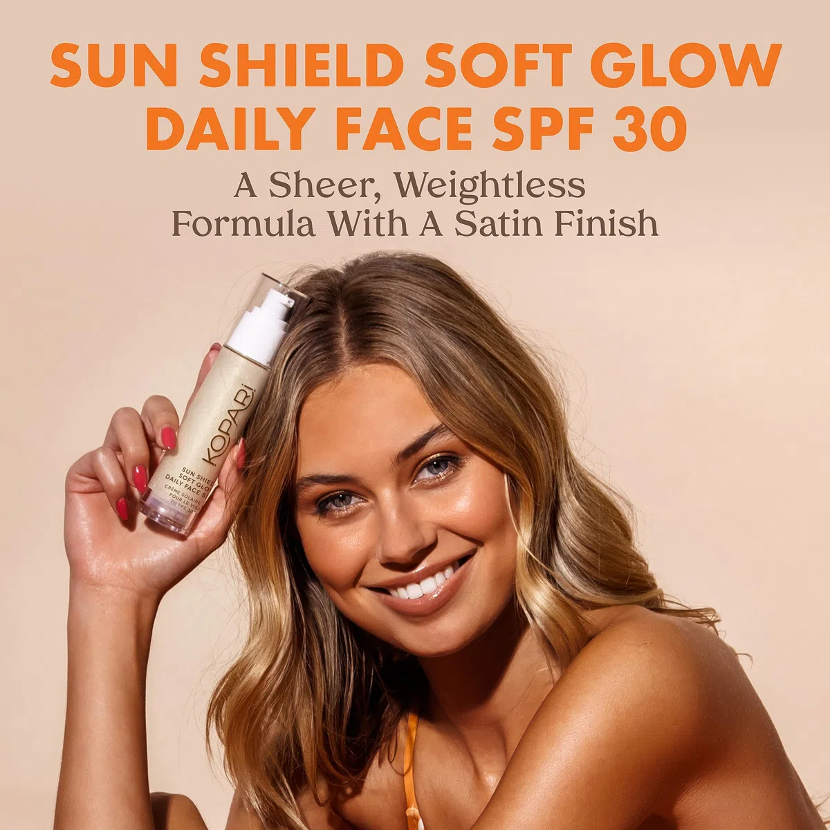 Kopari Sun Shield Soft Glow Täglicher Gesichts-Sonnenschutz LSF 30, leicht und durchscheinend, strahlender und gesunder Glanz, perfekt