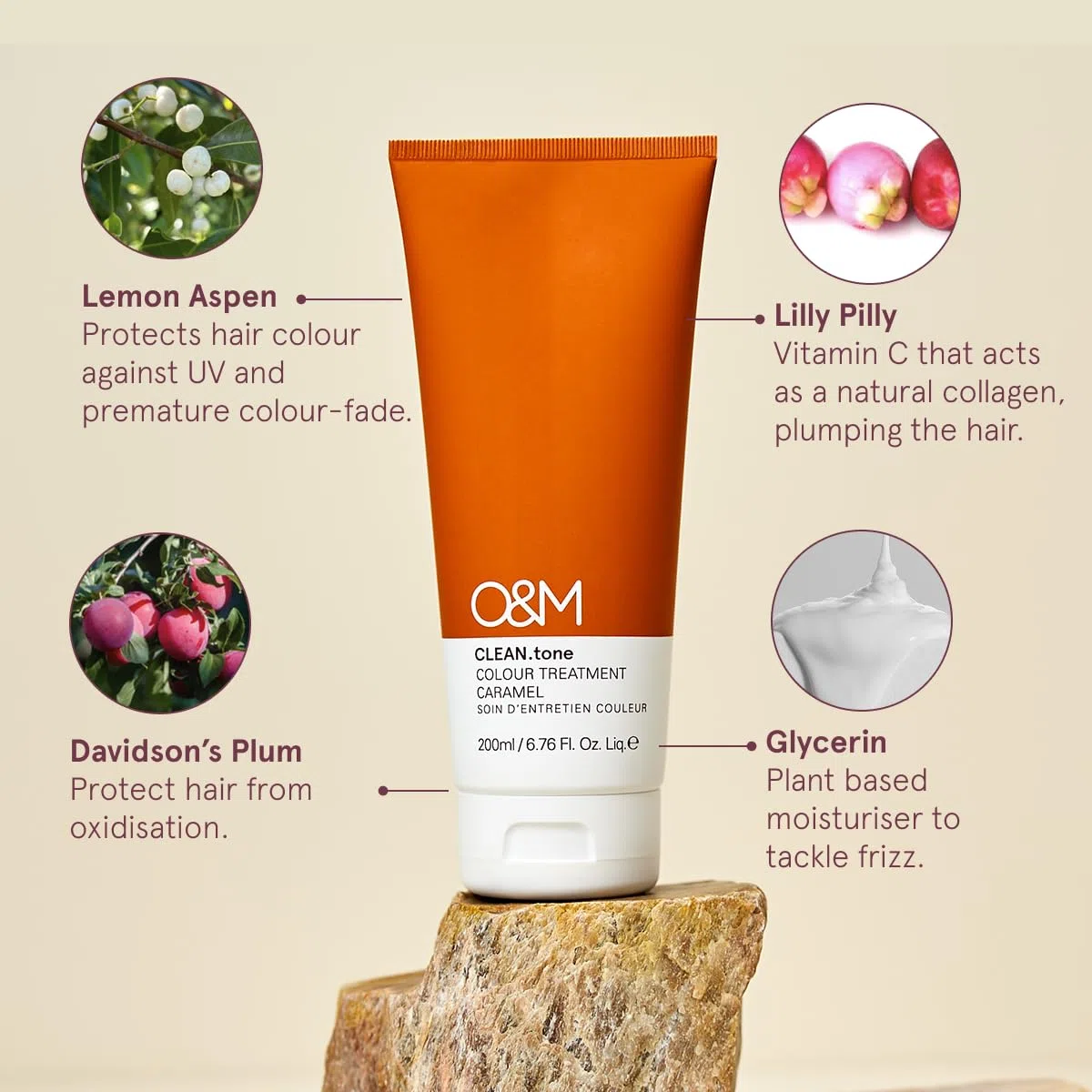 O&M CLEAN.tone Caramel (200ml) – Farbauffrischende Haarkur für blondiertes Haar – Pflegt & tönt von Blond bis sehr hellblond – Ohne Sulfate & Silikone – PETA-zertifiziert, vegan, Made in Australia