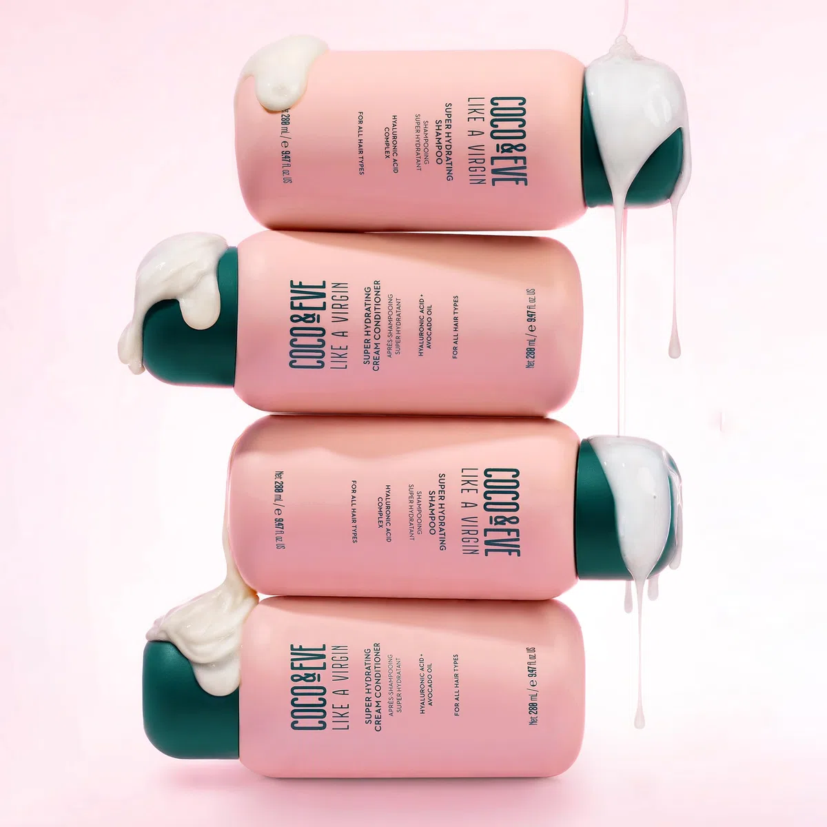 Coco & Eve Like A Virgin - Feuchtigkeitsspendender Shampoo & Conditioner - natürliche Haarpflege ohne Sulfate, mit Argan-, Kokos- und Avocado-Öl - für trockenes, geschädigtes & gefärbtes Haar - 280ml