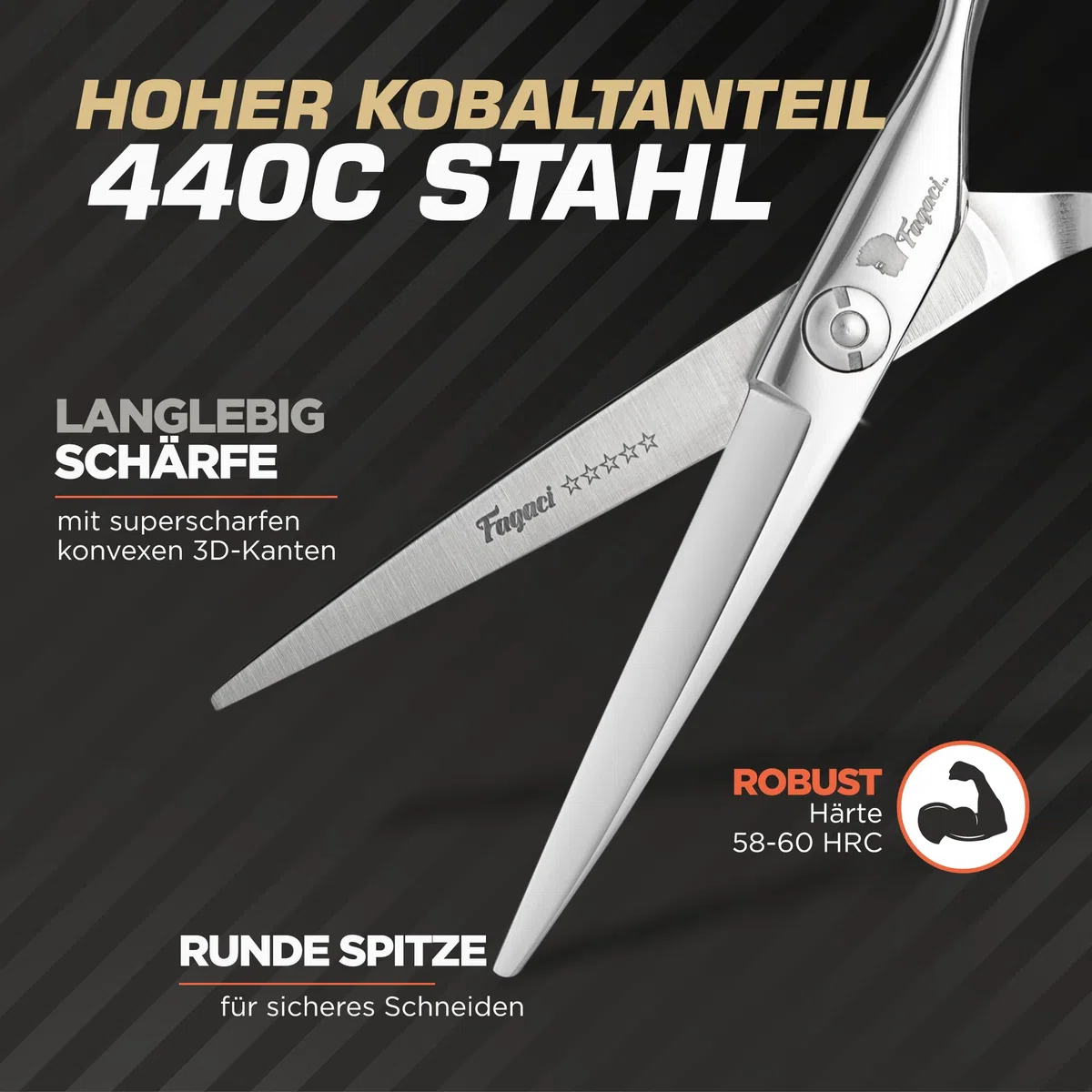 Fagaci Haarschneideschere Profi 6" 440C-Stahl Friseurschere Professionell Feiner Schnitt