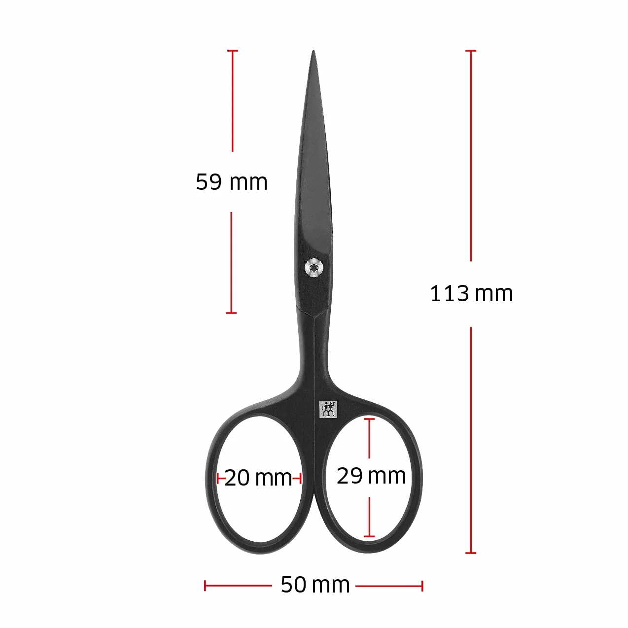 ZWILLING Bartschere (Mit erweiterter Griffbreite, kratzbeständig, gerade Schneide und feine Spitze), Premium, Schwarz, 115 mm