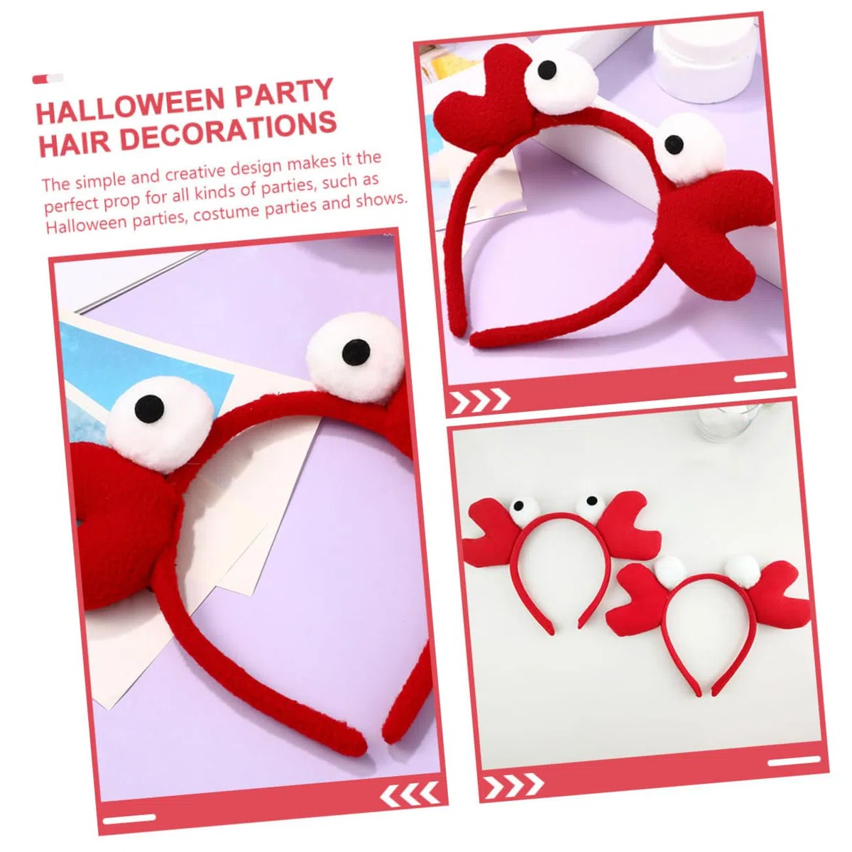 FOMIYES 6 Stck. Teiliges Rotes Krabben Stirnband für Frauen Leichtes Halloween Cosplay Kopfschmuck Universelle Bequemes Tragen für Kostüm und Partydekoration