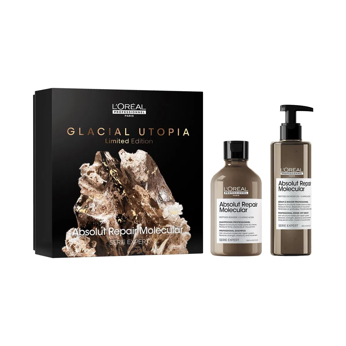 L'Oréal Professionnel, Absolut Repair Molecular Geschenkset, reparierende Routine, beschädigtes Haar, Duo Shampoo + Spülserum, limitierte Edition Expert Serie