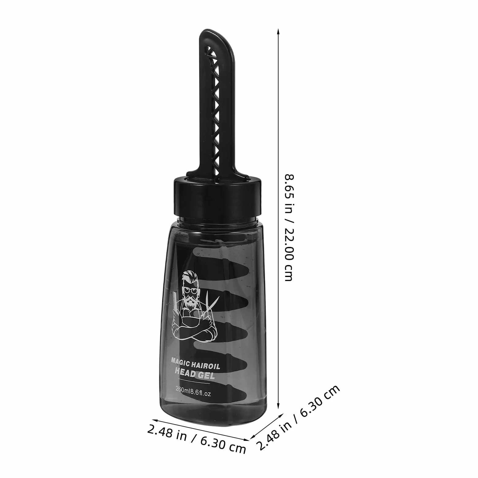 3 Stück-pack Leere Haarstyling Gelflaschen 260ml Schwarz aus Kunststoff mit Praktischem Kamm Einfacher Auftrag für Herren und Friseure