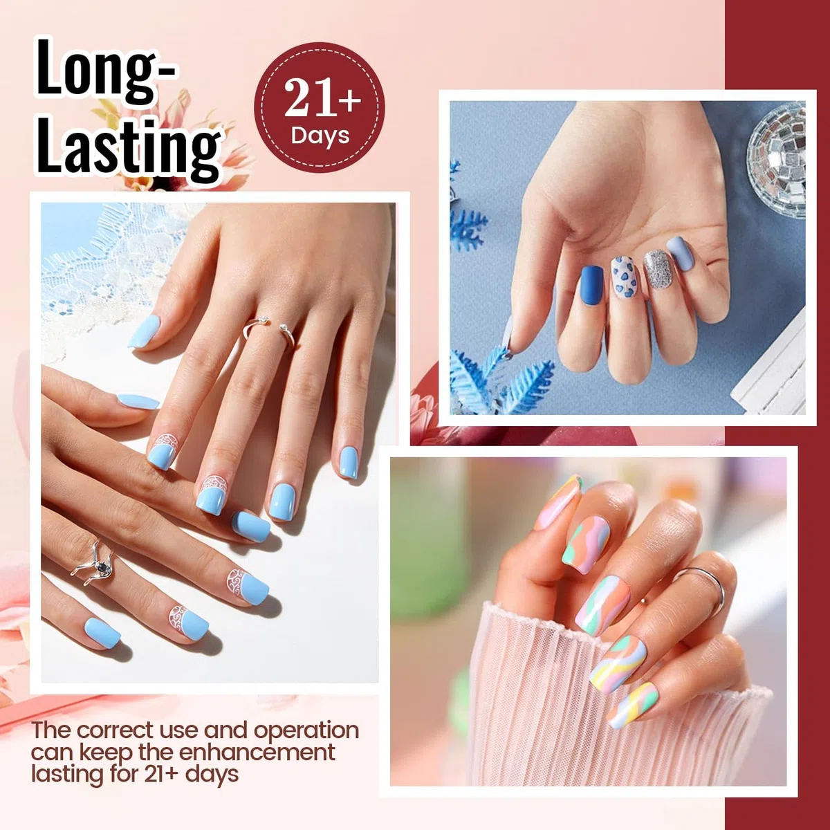 JODSONE Gel-Nagellack-Set mit UV-Licht 32 Farben Gel-Nagellack + 4 funktionelle Klebeflaschen-Set Soak-Off-Maniküre-Werkzeuge Geschenke für Frauen