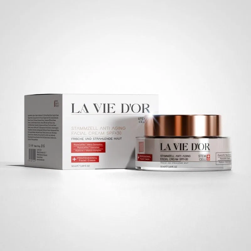 LaVieDor Komplettset – Anti-Aging Serum, Tagescreme mit LSF 30 & Lippenpflege, Stammzell-Technologie & Exosomen-Komplex, Lippenpflege mit Volumen-Effekt, Hochdosiertes Gesichtsserum mit Hyaluronsäure