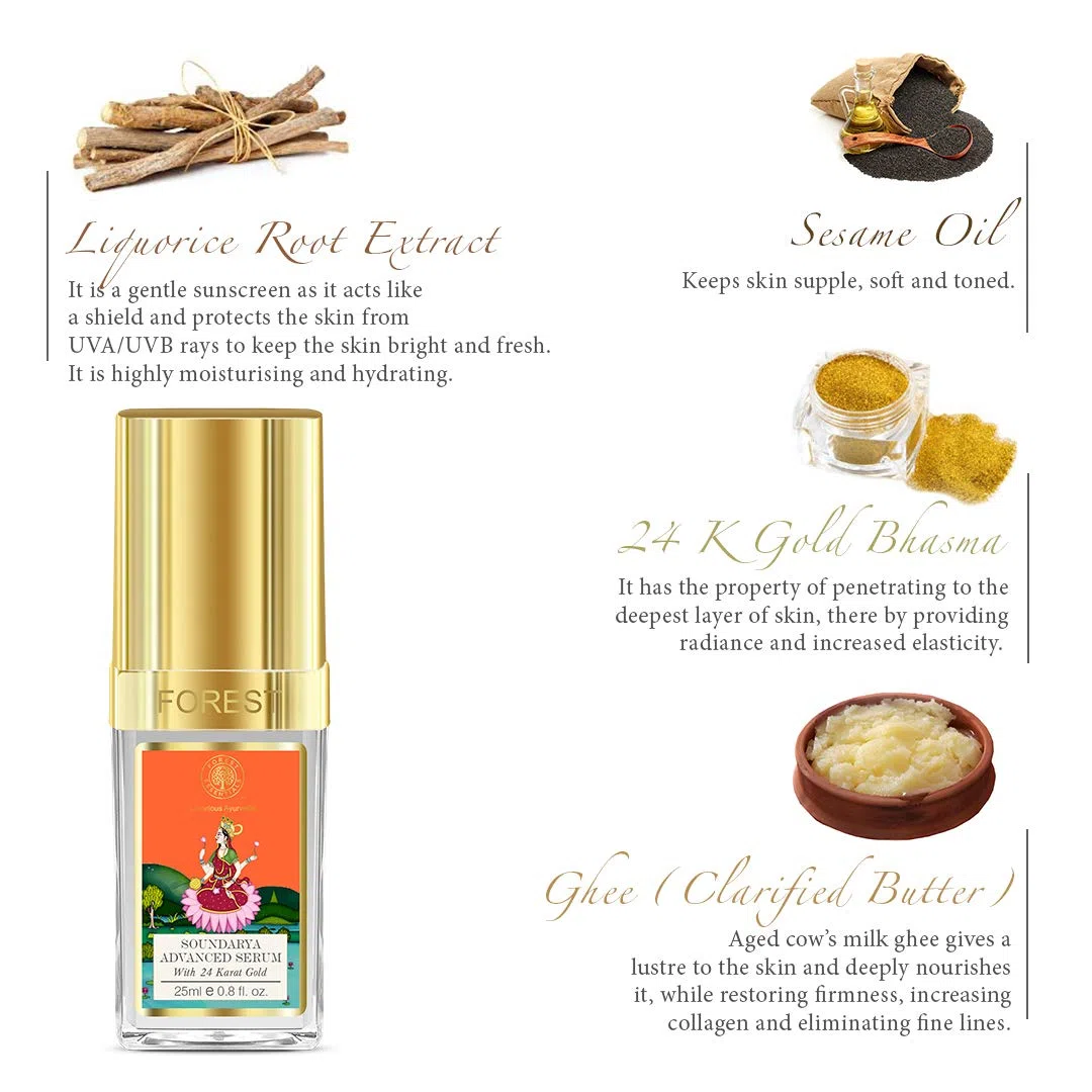 Forest Essentials Soundarya Advanced Serum with 24K Gold - 25ml by Forest Essentials