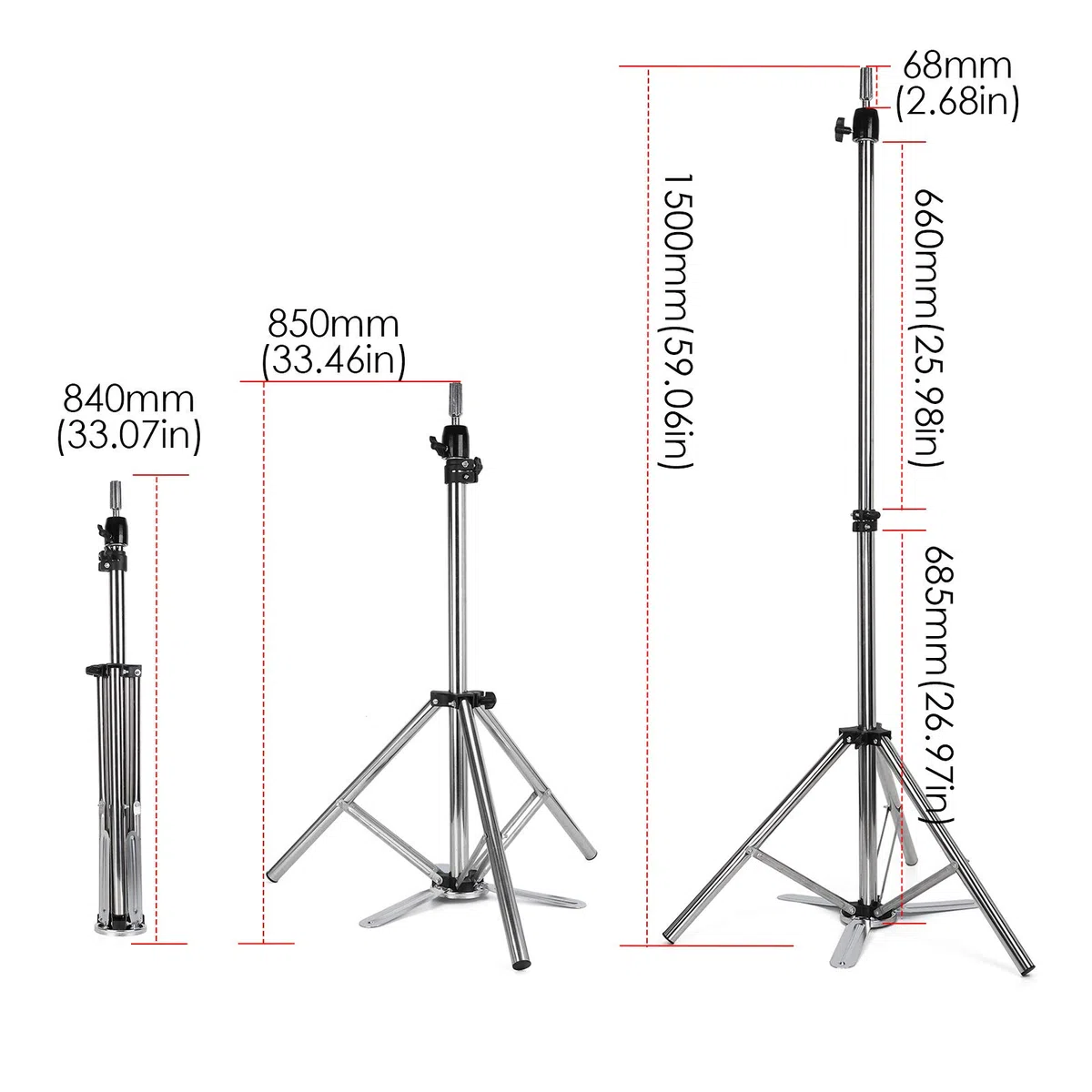 Neverland Übungskopfshalter Verstellbare Stativ für Frisierkopf Ständer aus Metall Silber 84cm-150cm