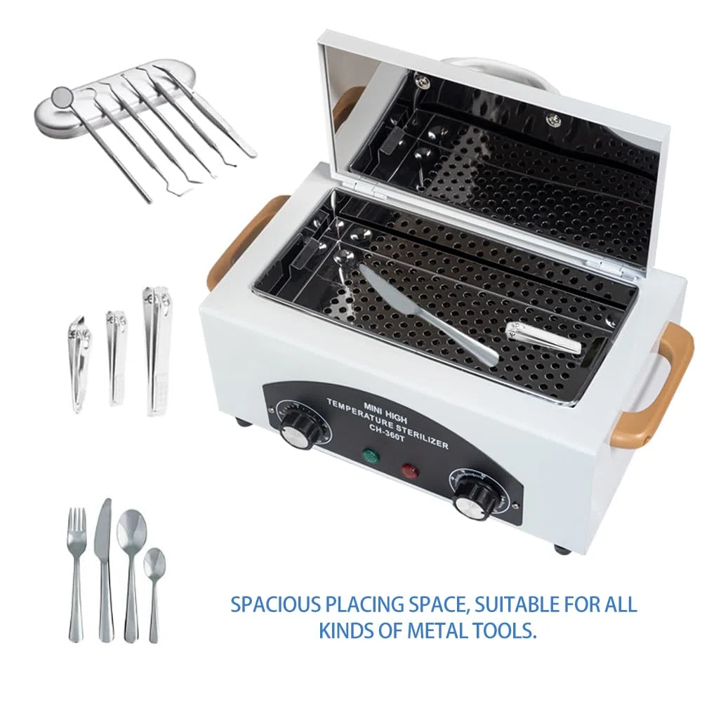 300W Heißluftsterilisator Desinfektion, Hochtemperatur-Sterilisator-Nagel-Werkzeug-Sterilisator, Trockene Hitze Sterilisator mit Timer für Kosmetik, Fusspflegestudios, Friseursalon, Weiß