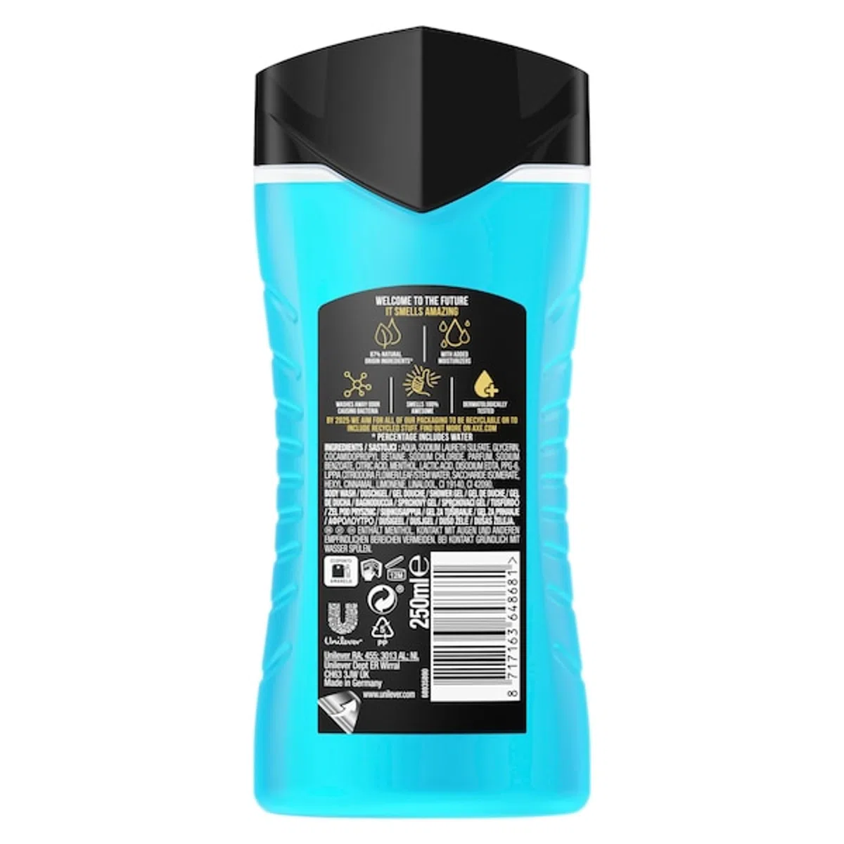 Axe 3-in-1 Duschgel & Shampoo Ice Chill für langanhaltende Frische und Duft nach der Dusche dermatologisch getestet 250 ml 12 Stück