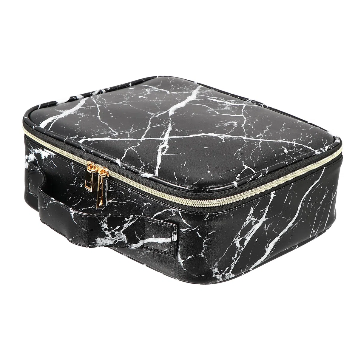Ipetboom Reisekosmetikkoffer Marmor Design mit Verstellbaren Fächern Tragbarer Organizer für Make Up Pinsel Lippenstift Kosmetiktasche Handliches Beauty Case für Unterwegs