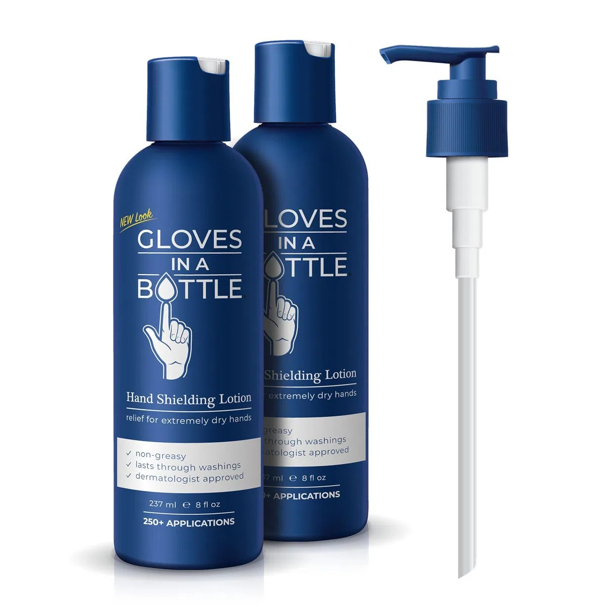 2 x Handschuhe in eine Flasche Feuchtigkeitsspendende Abschirmung Lotion 240 ml + 1 Pumpe Spender