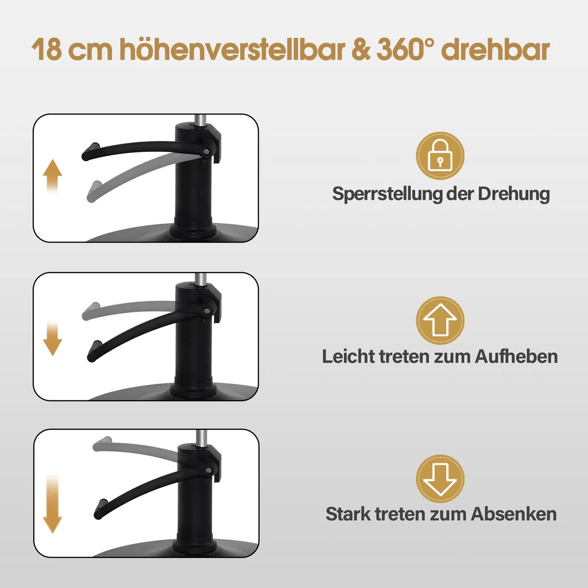 Barberpub Friseurstuhl mit Hydraulikpumpe 360° Drehbar Höhenverstellbar PVC Kunstleder Vintage Schwarz