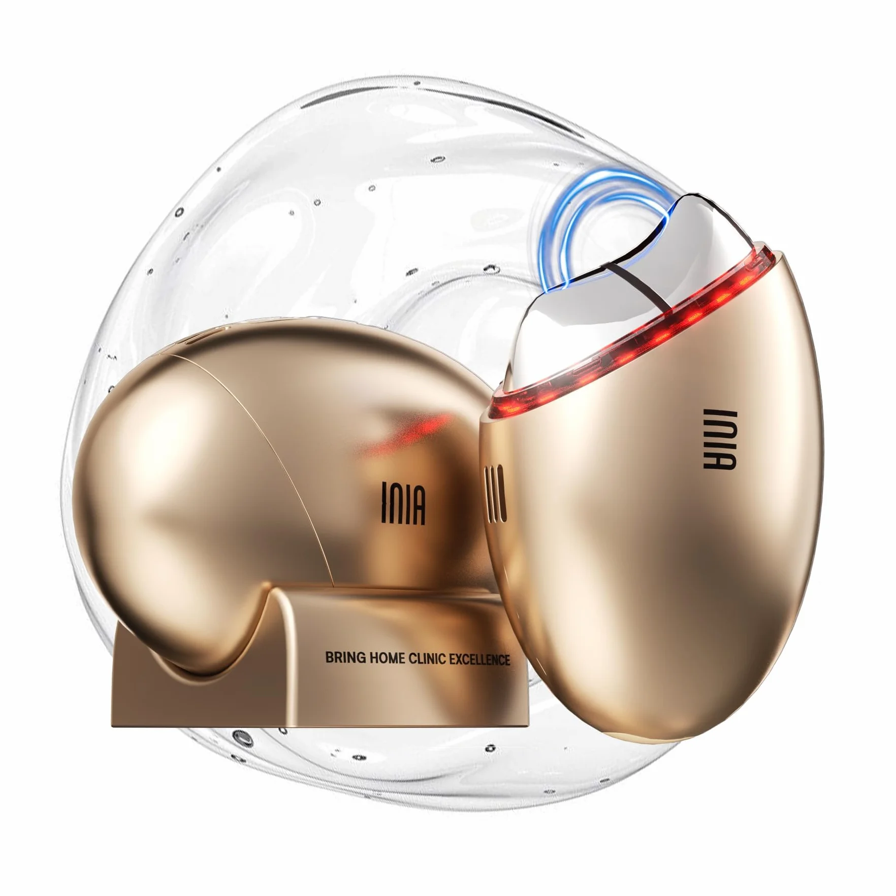 INIA 7-in-1 Lymphdrainage-Gua-Sha-Gerät für Gesicht und Hals, Gesichtsmassagegerät mit Rotlichttherapie, Wärme- und Kryomodus zur Entschlackung und Straffung