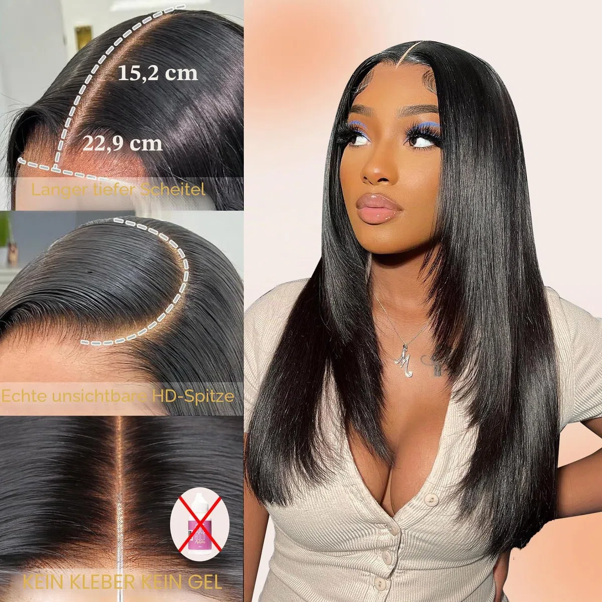 Oxeyegirl 18 Zoll 9x6 Straight 200% Density Glueless Wig HD Lace Front Human Hair Wigs For Black Women Pre Plucked Pre Cut 46cm