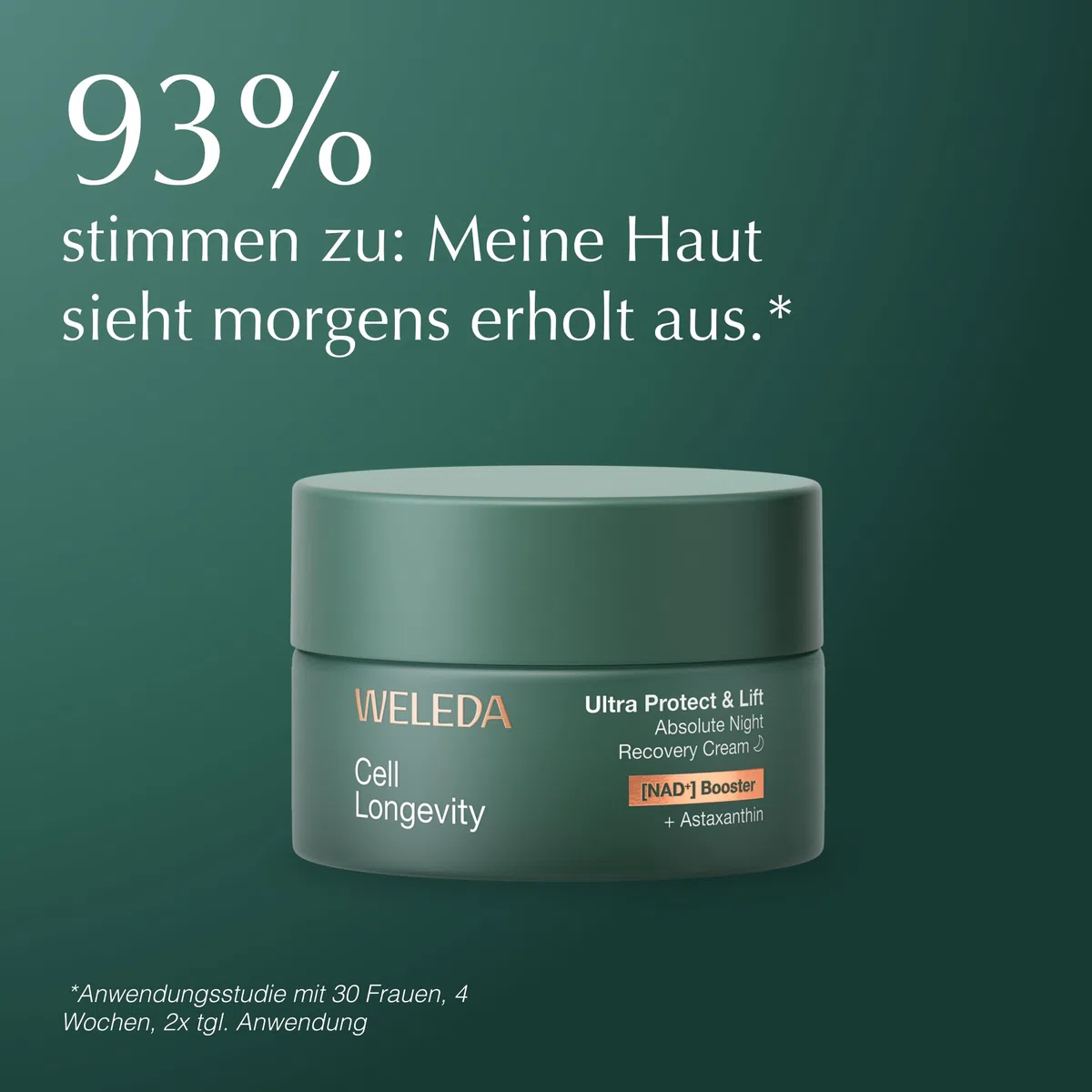 WELEDA Cell Longevity Ultra Protect & Lift Absolute Night Recovery Cream - Nachtpflege Creme mit [NAD⁺] Booster & Astaxanthin schützt vor Hautalterung & strafft (Naturkosmetik, vegan, 50ml)