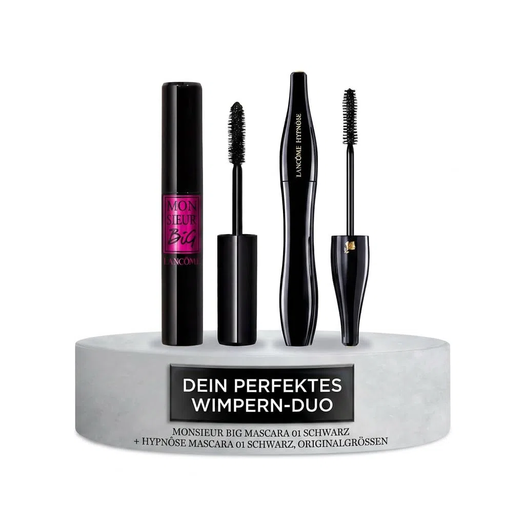 Lancôme Mascara Duo: Monsieur Big für 12x Volumen & 24h Halt & Hypnôse für 8x Volumen & Definition – Intensiv schwarze Wimperntuschen für dramatische und dichte Augenblicke