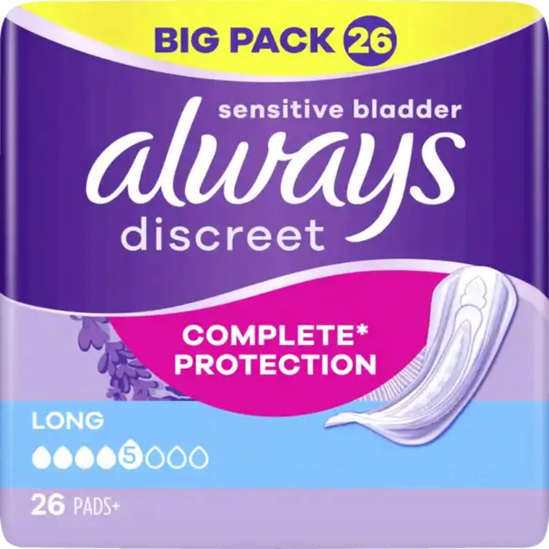 Discreet Inkontinenz Long Big Pack Pads Binden Damenbinden 26 STÜCK x 3 Packungen