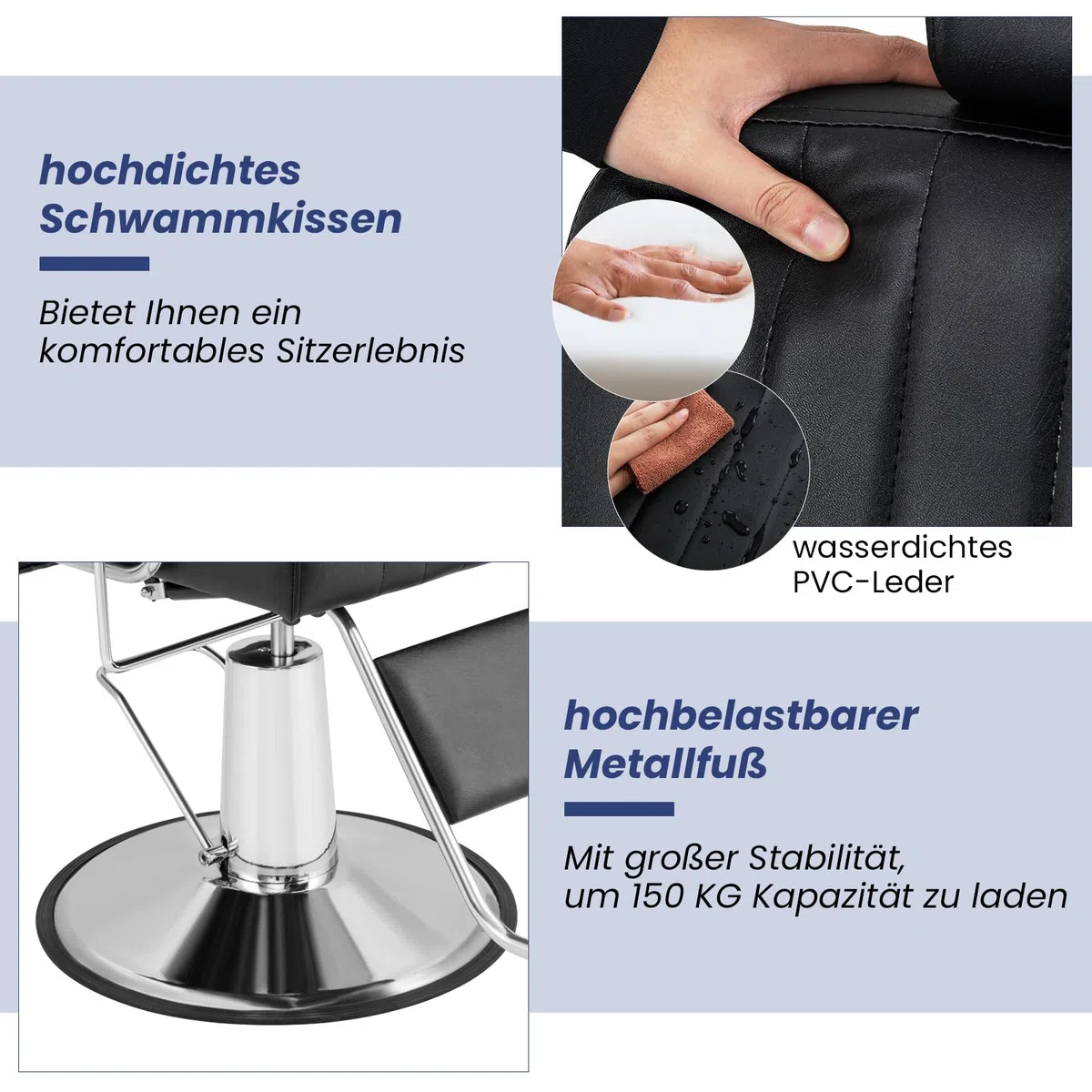 RELAX4LIFE Friseurstuhl mit Hydraulischer Pumpe, Salonstuhl Kippbar Höhenverstellbar 360° Drehbar, bis 150kg