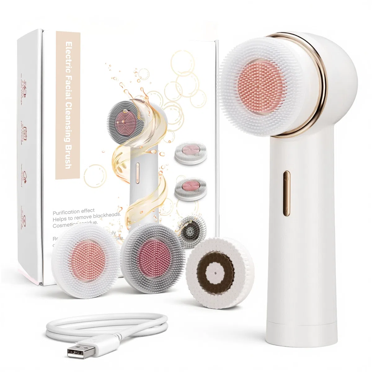elzle Bidirektionale Rotation Elektrische Gesichtsreinigungsbürste, IPX7 Wasserdicht Wiederaufladbar Gesichtsbürste für Tiefenreinigung Peeling, Geschenke für Mädchen, Muttertagsgeschenke für Mama