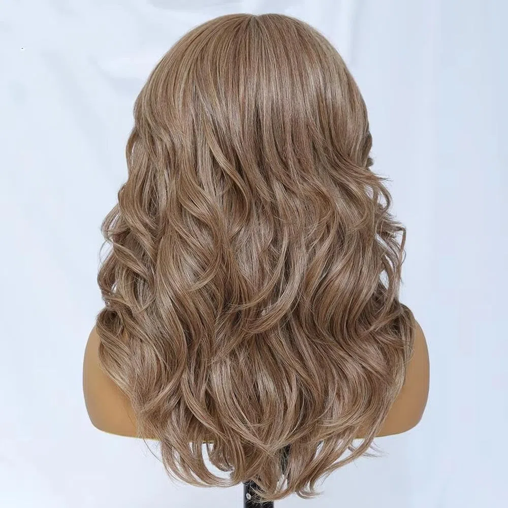 Haarpflege 13x5x1T Teilspitzeperücke 18 Zoll Ombre Braune Perücken Mit Pony Für Den Täglichen Gebrauch(3)