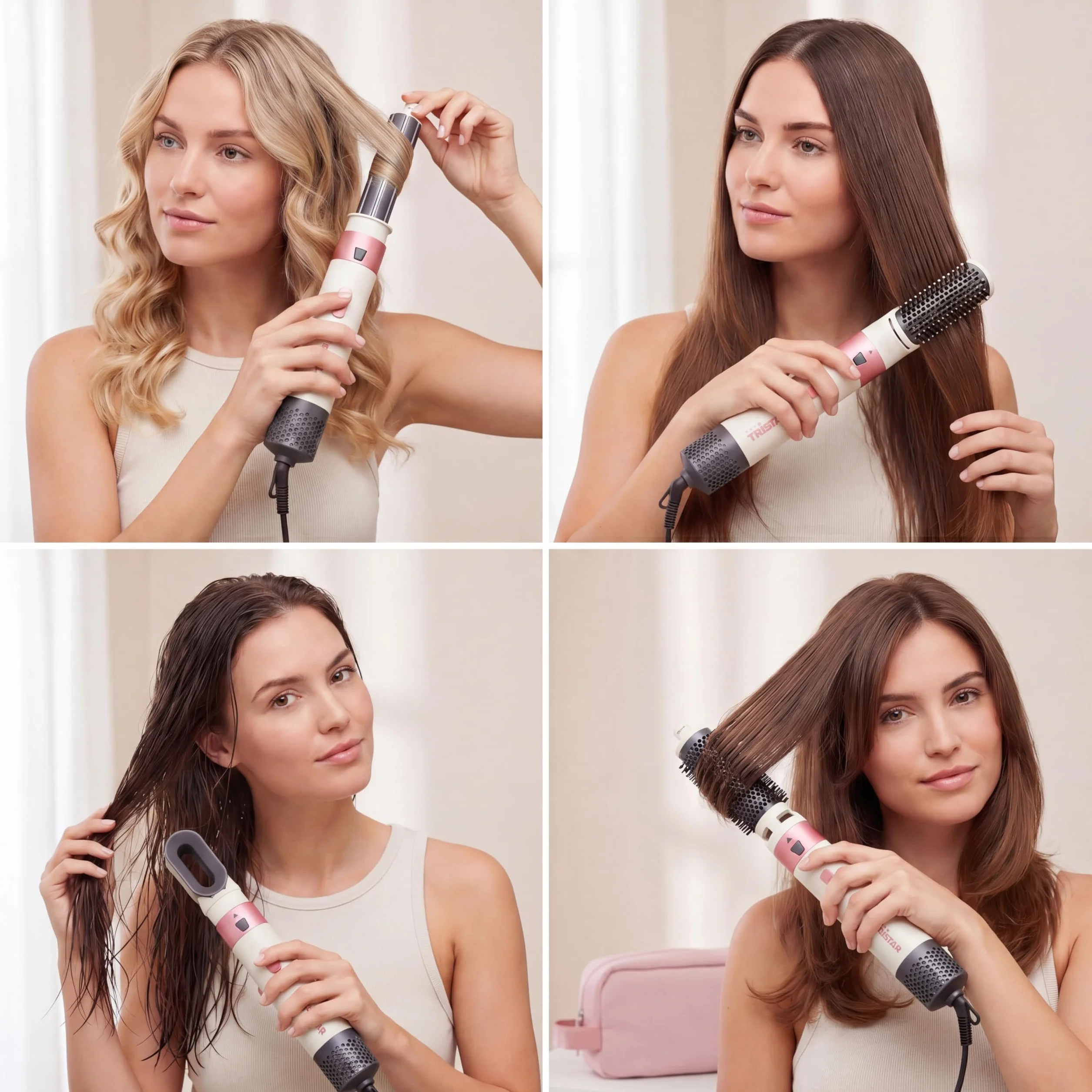 Tristar Airstyler 5-in-1 Styling-Tool mit 5 Aufsätzen DC-Motor 1000 W 360° Drehkabel HD-2470