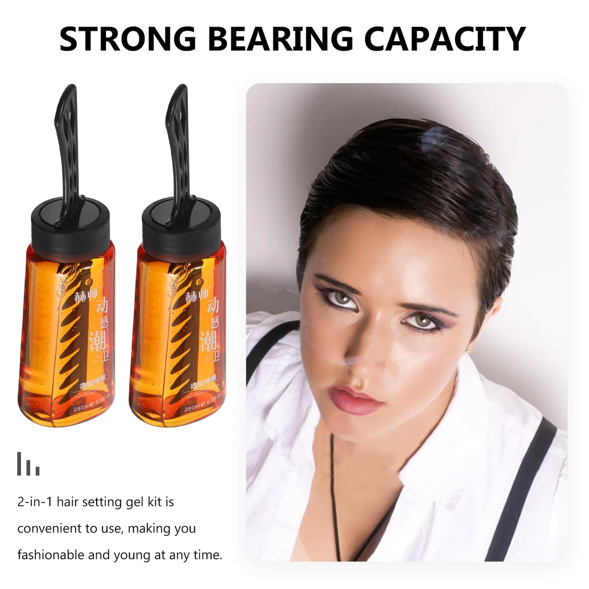 Haarstyling Gel für Herren mit Kamm, 2 Stück Braun Kunststoff | Reiseformat, Tägliche Anwendung zu Hause, Leicht zu Bedienen für Haarstyling