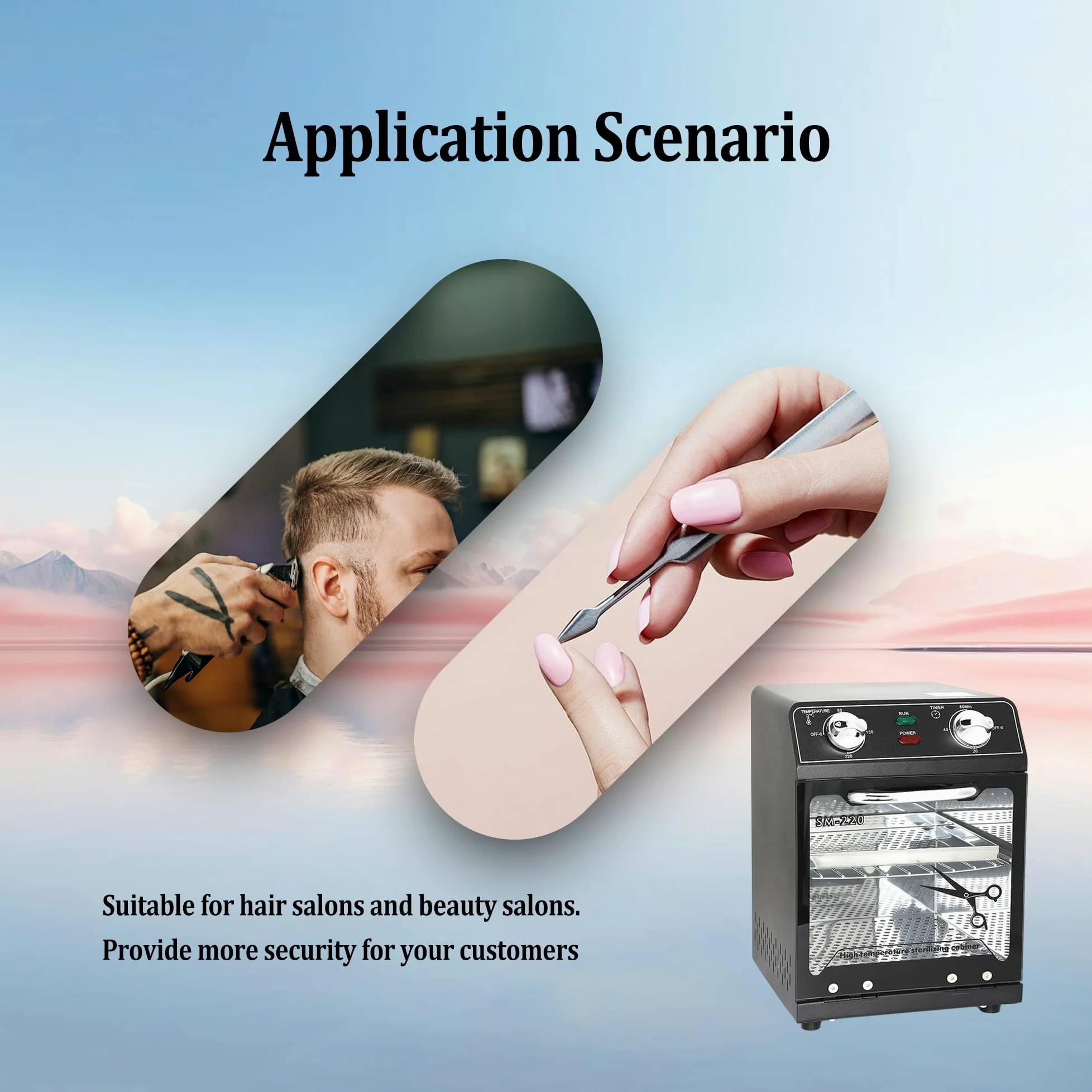 Hochtemperatur-Sterilisator, max. 220°C, mit Temperaturregelung und Timer, für Friseursalon, Spa, Nagelstudio, Werkzeugsterilisator