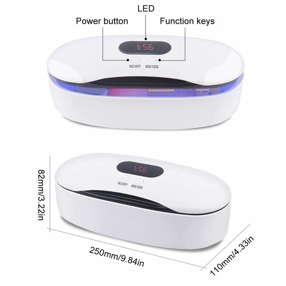 UV-Desinfektionsbox, Protable Multifunktions-UV-Lichtsterilisator, elektrische Desinfektionsreinigungsmaschine für Rasierer, Nagelscheren, Make-up-Werkzeuge, Nail Art-Geräte(Weiß)