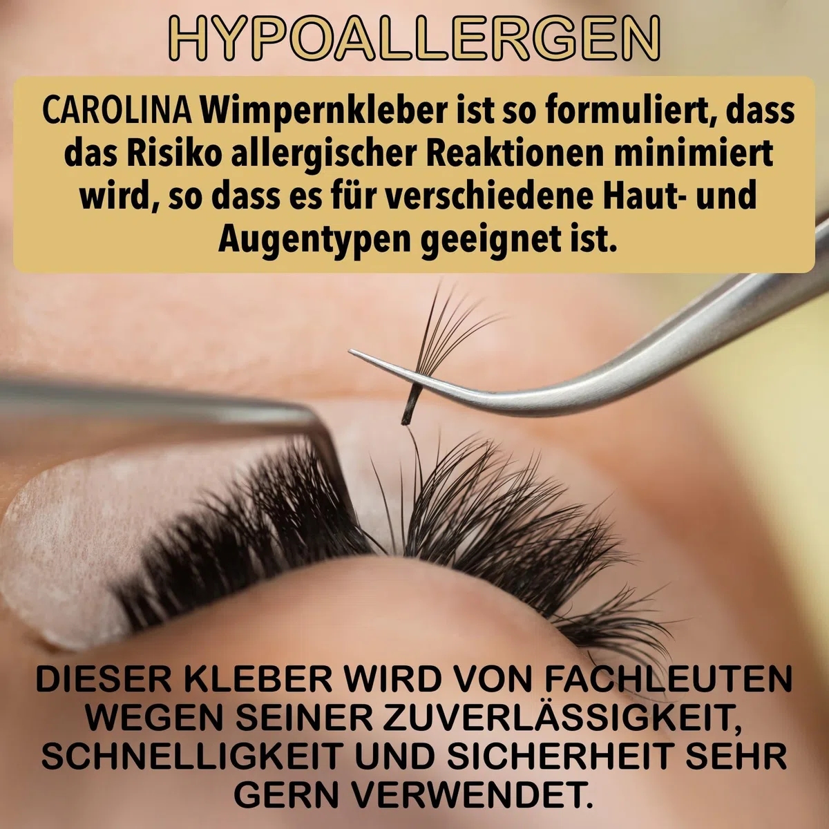 LOVELY Wimpernkleber CAROLINA - schneller Kleber Trocknungszeit 0,5 Sek. bis zu 8 Wochen Halt, Hypoallergen - Wimpernkleber für Wimpernverlängerung geeignet für Studios & Fremdanwendung - 5ml Schwarz