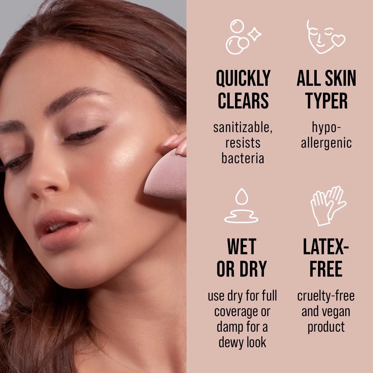 Make-up Schwamm, Beauty Makeup Foundation Blender, Für Flüssigkeit, Creme & Puderprodukte, Original Premium Prosponge, Vegan, Cruelty & Latex Free (Beige)