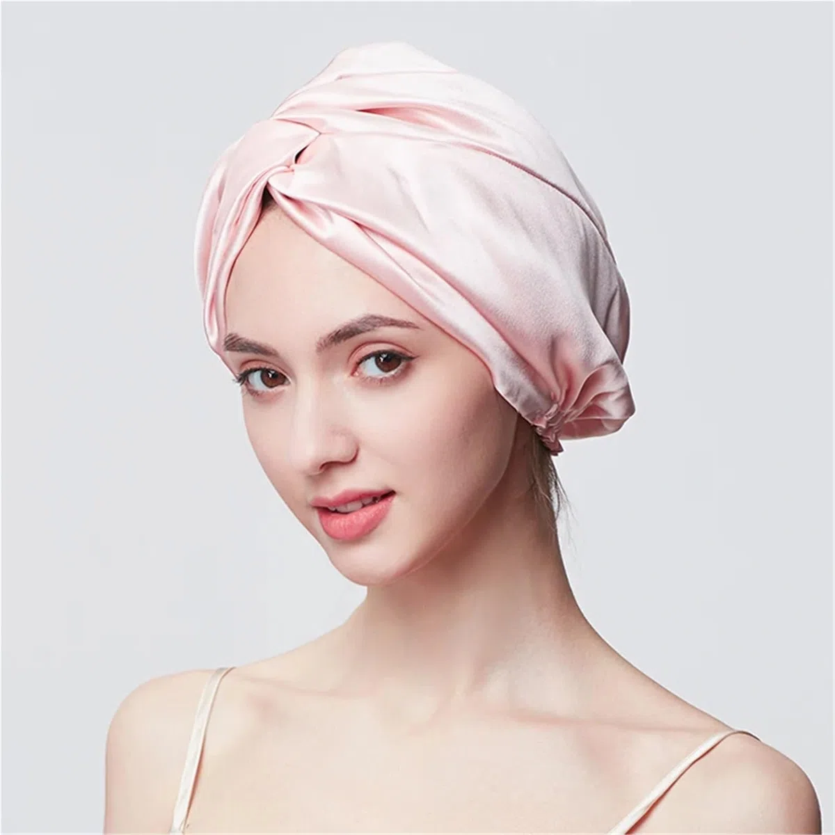 Schlafhaube Seide Seidengedrehter Schlafhauben-Turban mit elastischem Band, Damen-Kopftuch for die Haarpflege