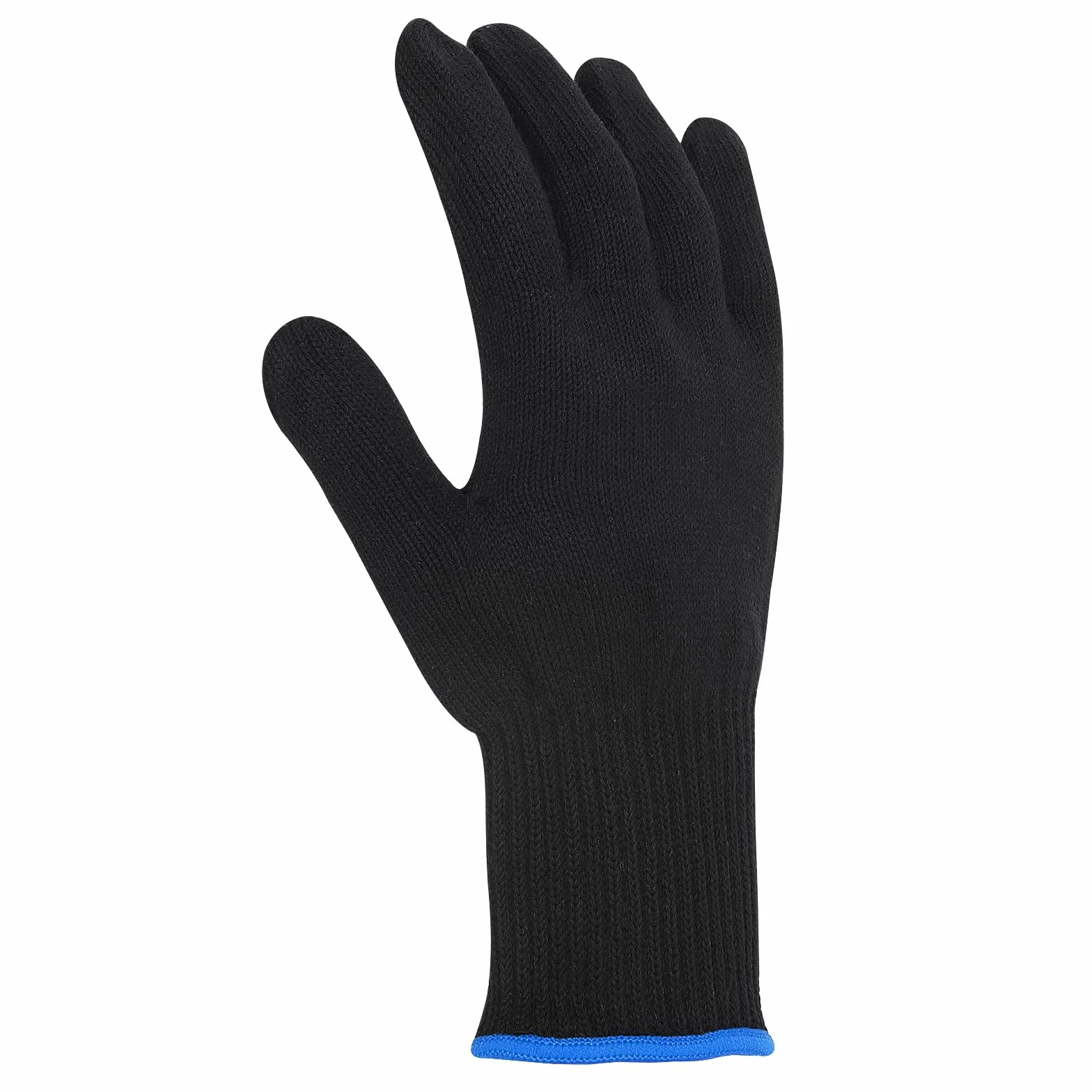 Professioneller hitzebeständiger Handschuh für Haarstyling, Lockenstäbe, 2-teilig, Blauer Rand