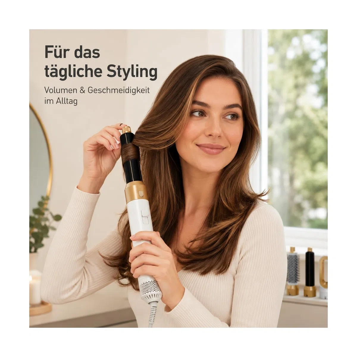 True Glow Whipl 5 in 1 Haarstyler Airstyler Warmluftbürste Locken Glätten Volumen Trocknen