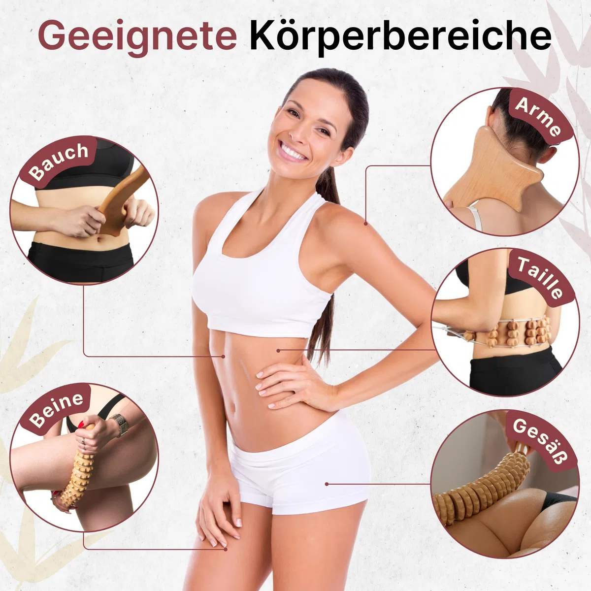 Maderotherapie Set 4 in 1 Professionelle Qualität. Faszienstab Holz, Anti Cellulite Massagegerät für Beine und Körper. Faszienrolle und Massagestab Holz. Lymphdrainage Gerät aus Buchenholz.