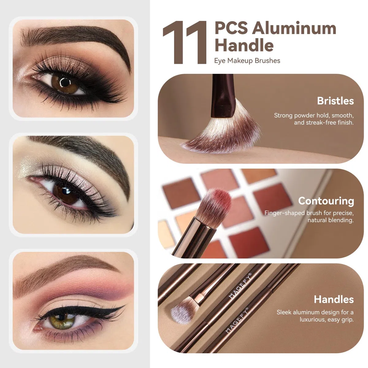 MAGEFY Make-up Pinsel 26-in-20 Professionelles Makeup Pinselset Doppelseitige Make-up-Pinsel für Puder, Concealer, Lidschatten, Rouge und Konturierung sowie Foundation Pinsel mit Etui - Kaffeegold