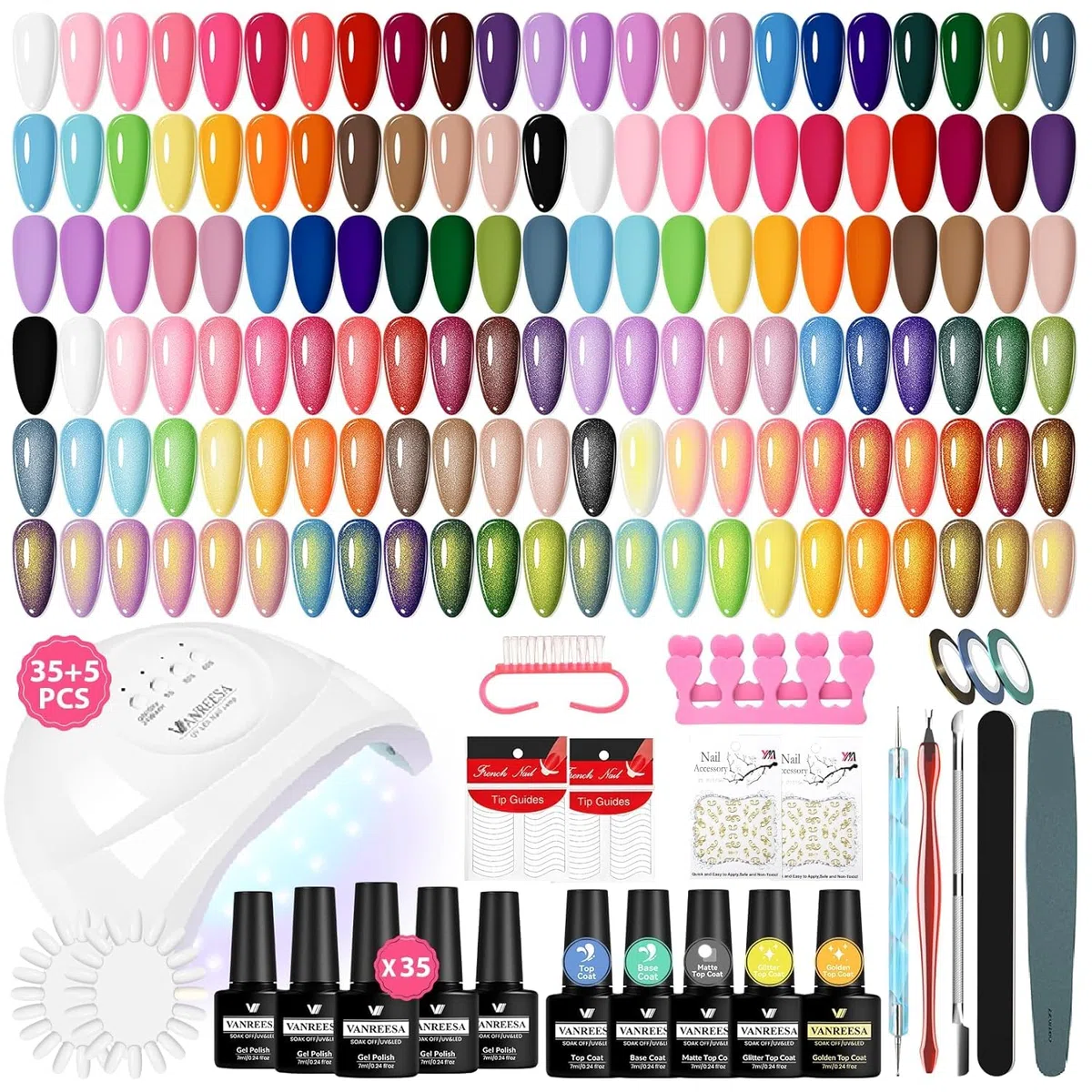 VANREESA Gel Nägel Set, 35 Farben U V Nagellack Set mit 48W U V Lampe für Gelnägel, Nägel Selber Machen Set mit Professionelle Nagelwerkzeuge, Geschenk für Frauen