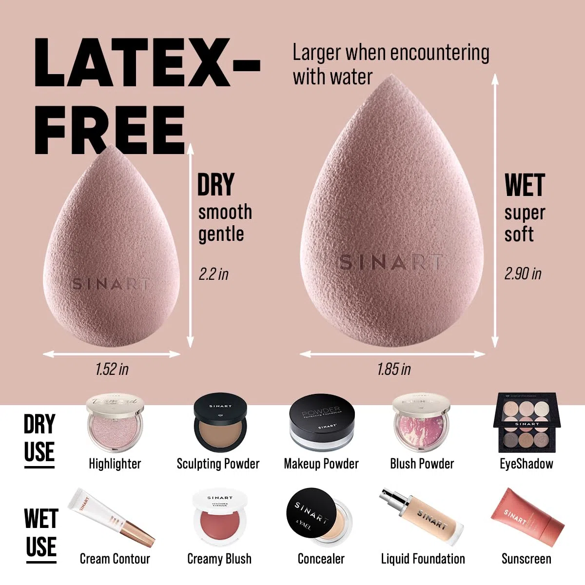 Make-up Schwamm, Beauty Makeup Foundation Blender, Für Flüssigkeit, Creme & Puderprodukte, Original Premium Prosponge, Vegan, Cruelty & Latex Free (Beige)