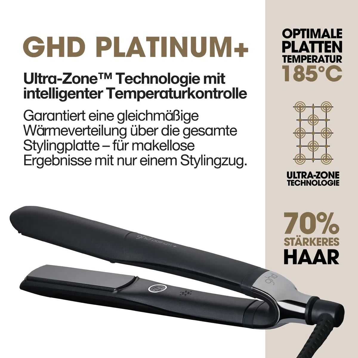 ghd platinum+ Glätteisen: Smarter Haarglätter, Multistyler für glatte Looks, Wellen und Locken, mehr Glanz, stärkerer Farbschutz, ohne extreme Hitzeschäden