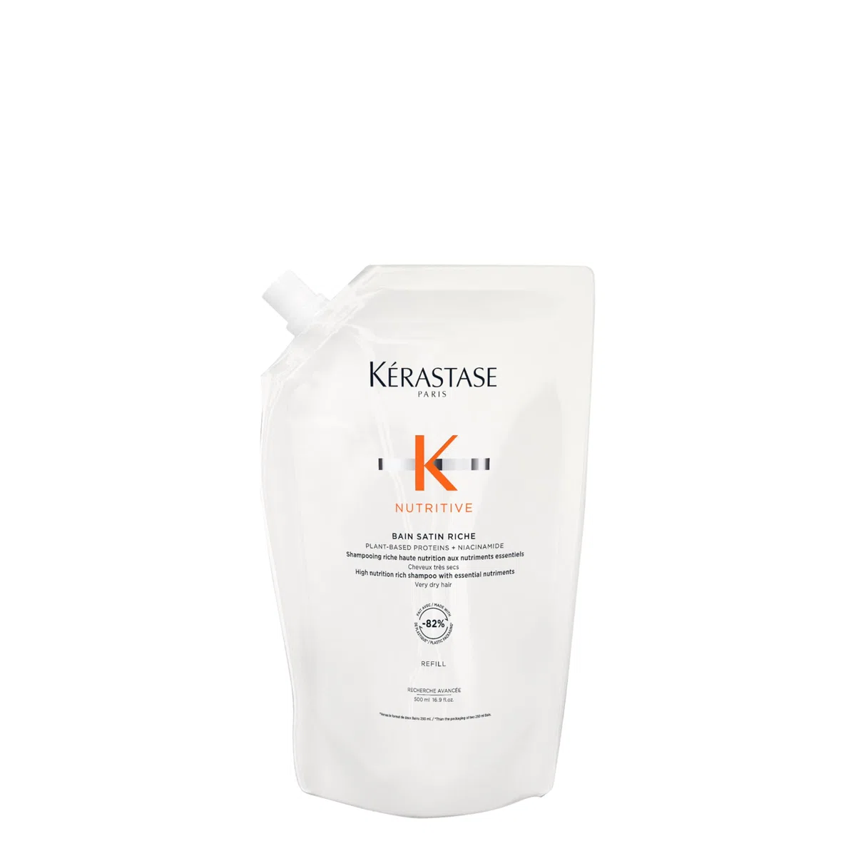 Kérastase Nutritive Bain Satin Riche, Feuchtigkeitsspendendes Haarbad bei trockenem bis sehr trockenem Haar, Reichhaltige, revitalisierende Haarpflege, Nachfüllpackung, 500 ml