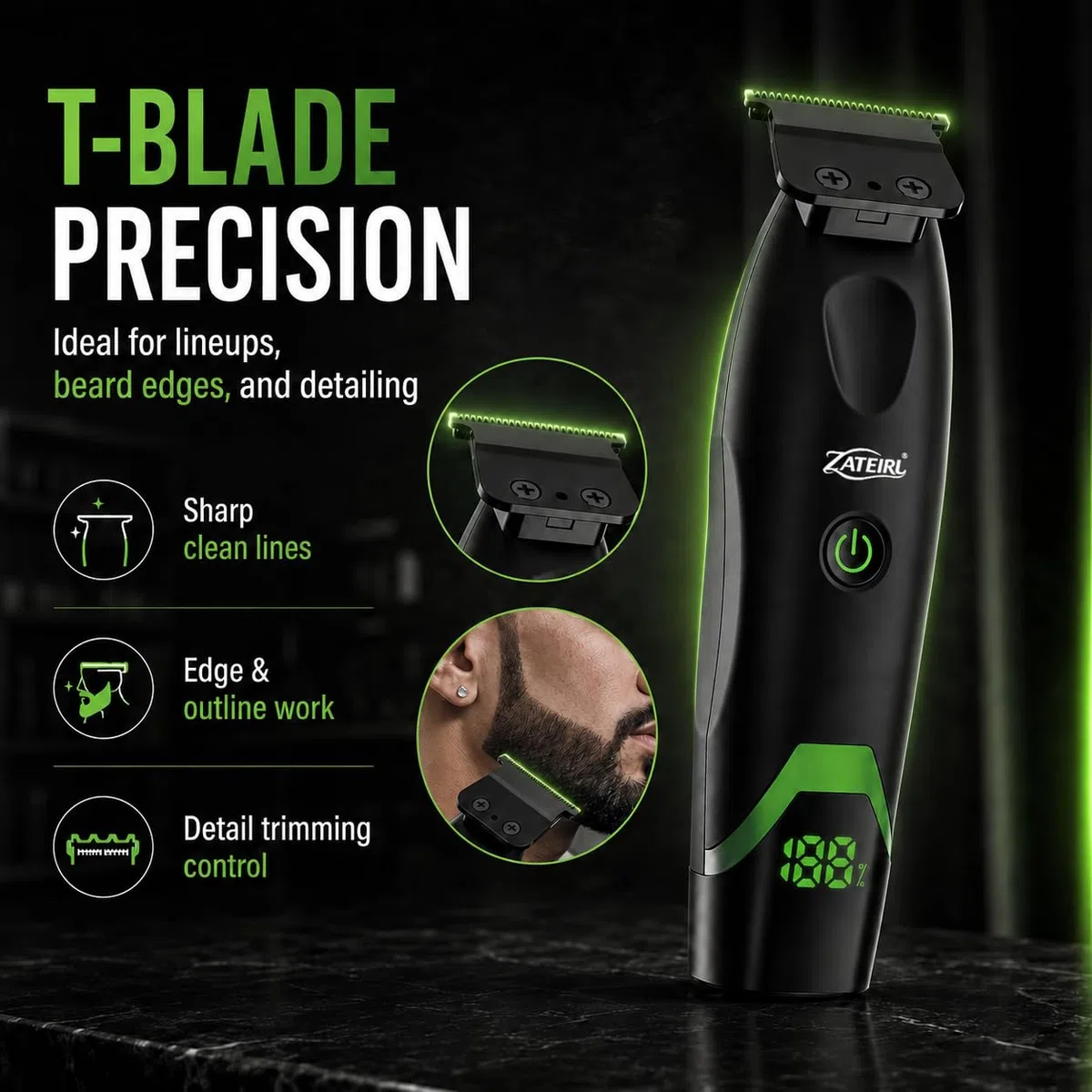 Professionelle Haarschneidemaschinen für Männer, schnurlos, professionelles Friseurscheren-Set mit Präzisionsklingen, USB-Aufladung, Führungskämme, für Männer und Frauen, Schwarz