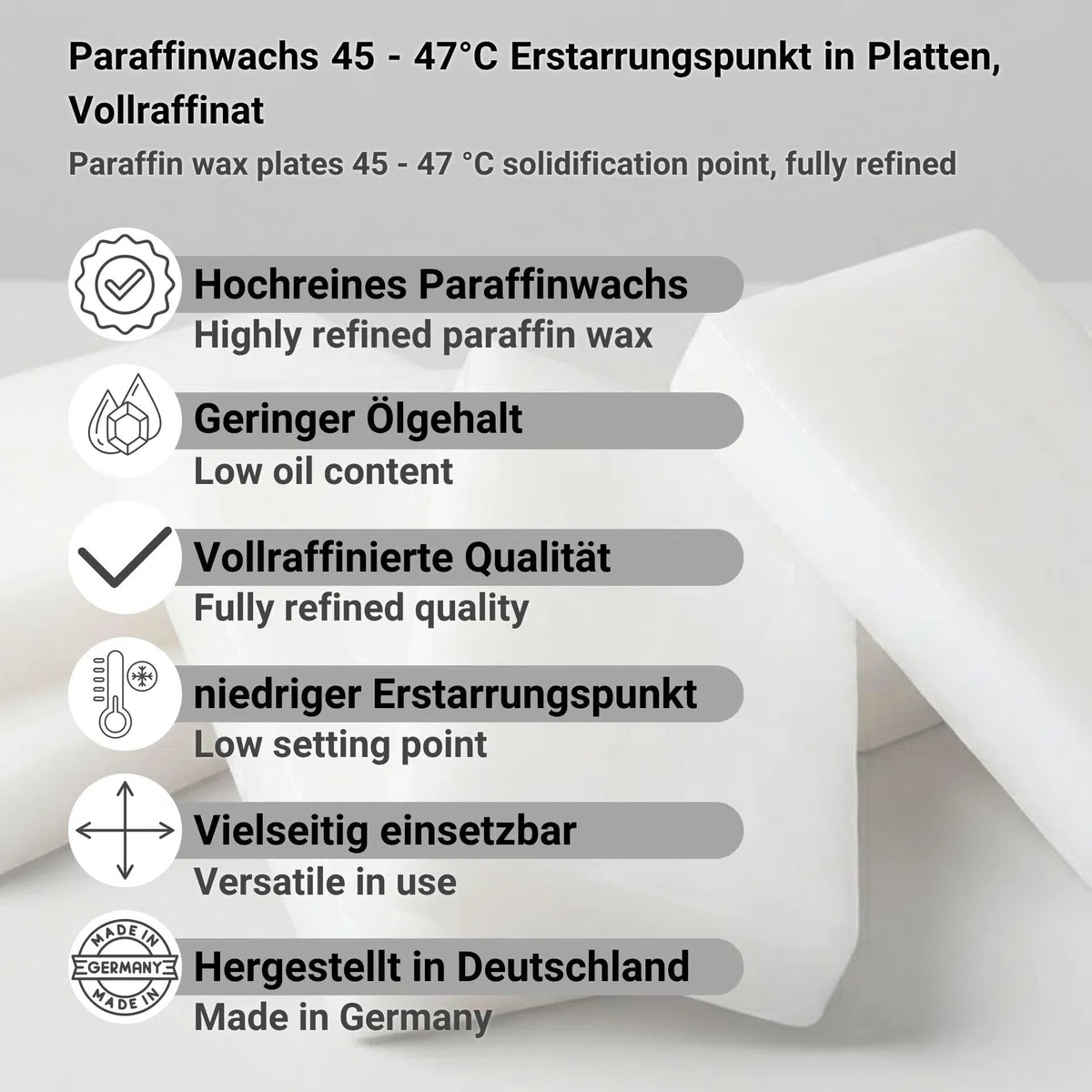 25 kg Paraffinwachs 45-47°C in Platten, für Paraffinbad, Handbad und mehr, Made in Germany