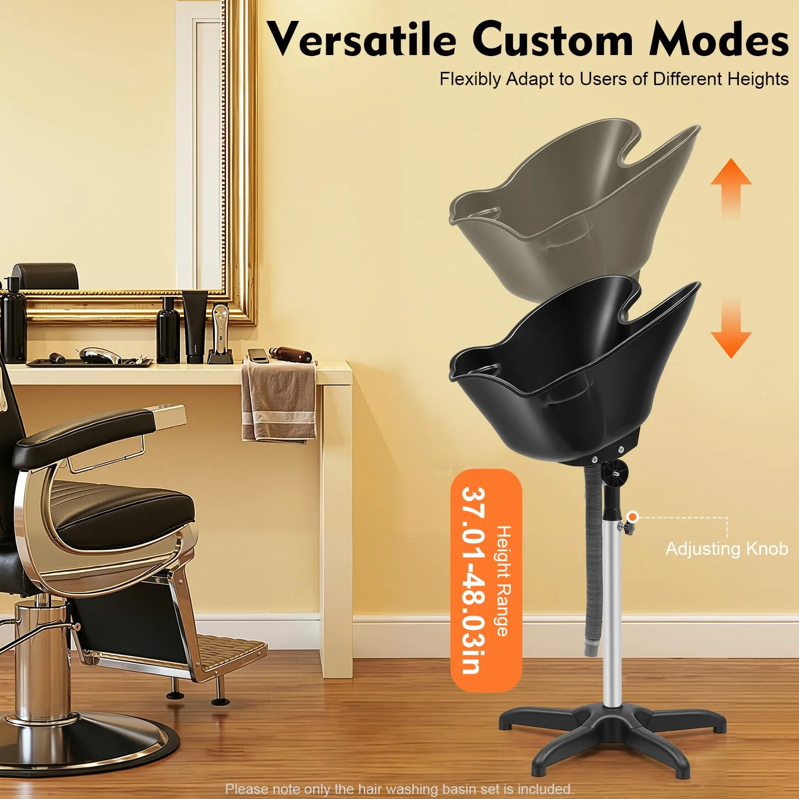 Mobiles Haarwaschbecken, Friseur Waschbecken Ergonomischen Design, Tragbarer Rückwärtswaschbecken Einstellbare Höhe, Praktisch, haarwaschbecken für Bettlägerige, Behinderte