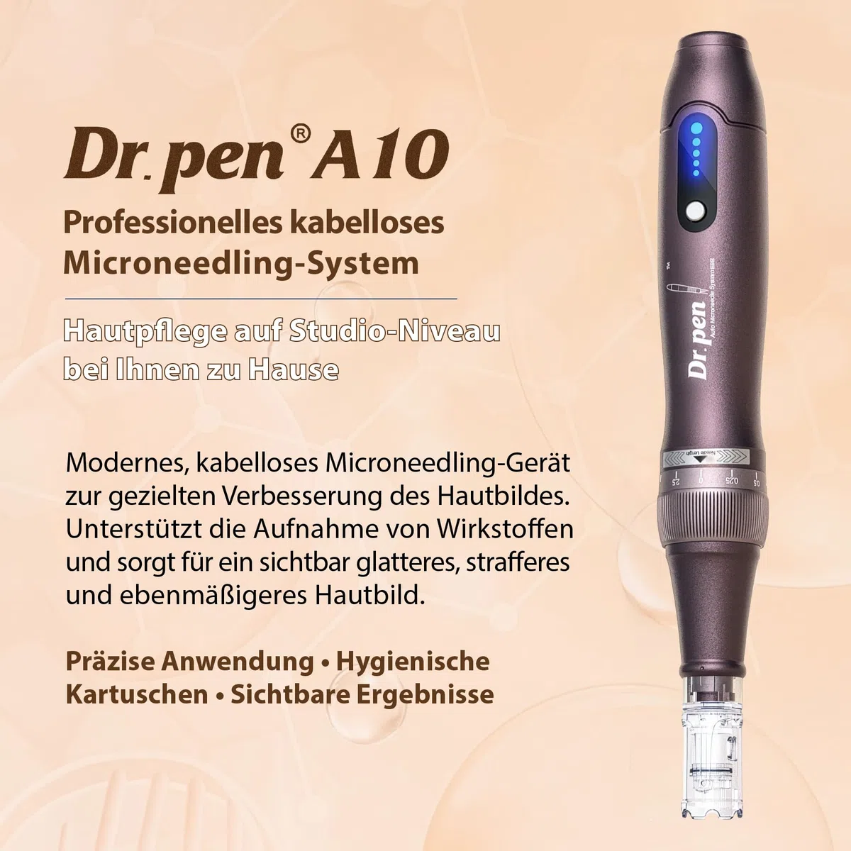 P-Beauty -Ultima A10 Microneedling Gerät, Derma Pen kabellos, USB-C, 5 Stufen, 0-2,5mm, inkl. 2 Kartuschen Anti Aging, Anti Falten, Gesichtspflege, Hautpflege für Hautbild & Poren