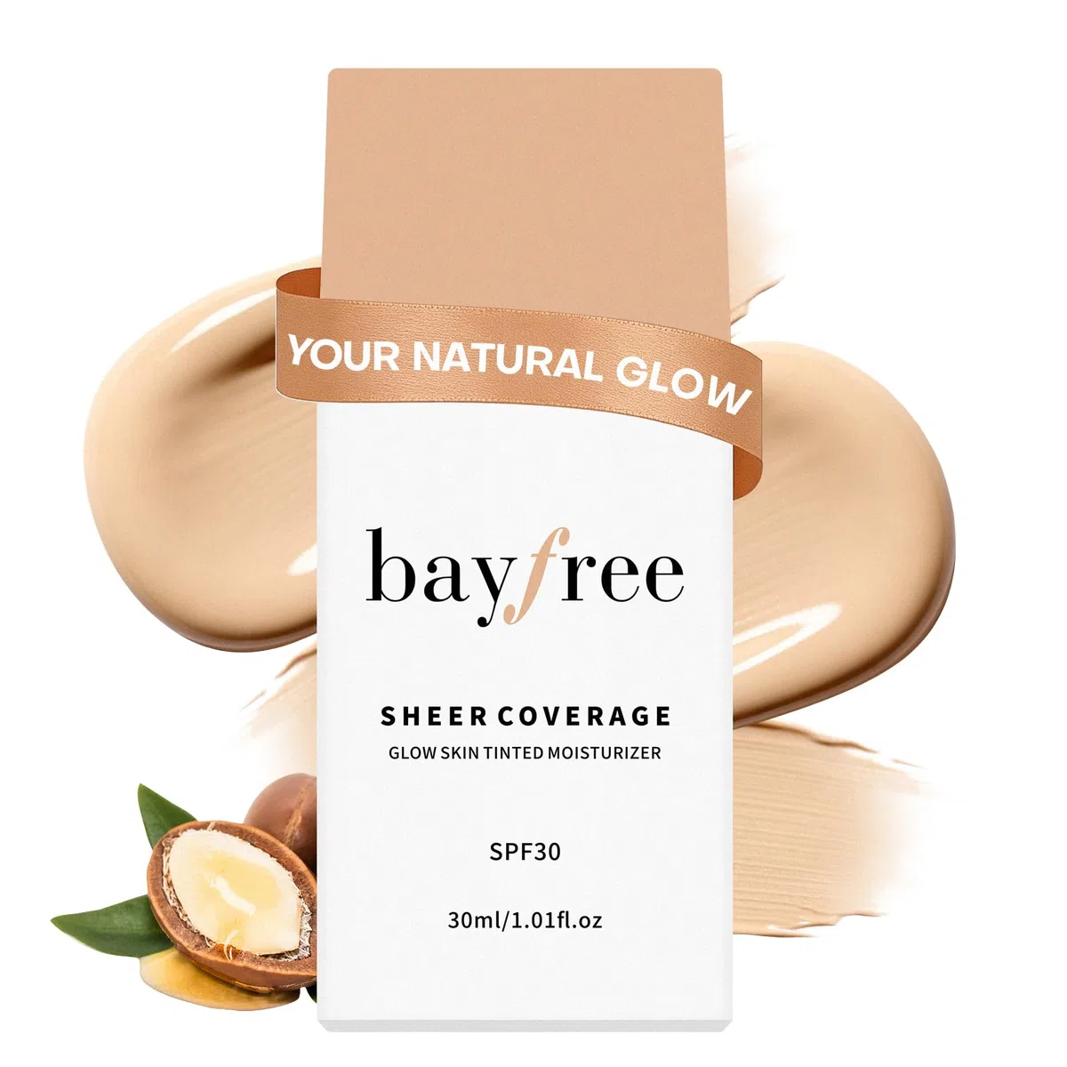 bayfree Glow Skin Tinted Moisturizer | Leichte Transparente Textur, Langanhaltend Hydratisierend, Gewichtslos, Make-up- und Hautpflegevorteile