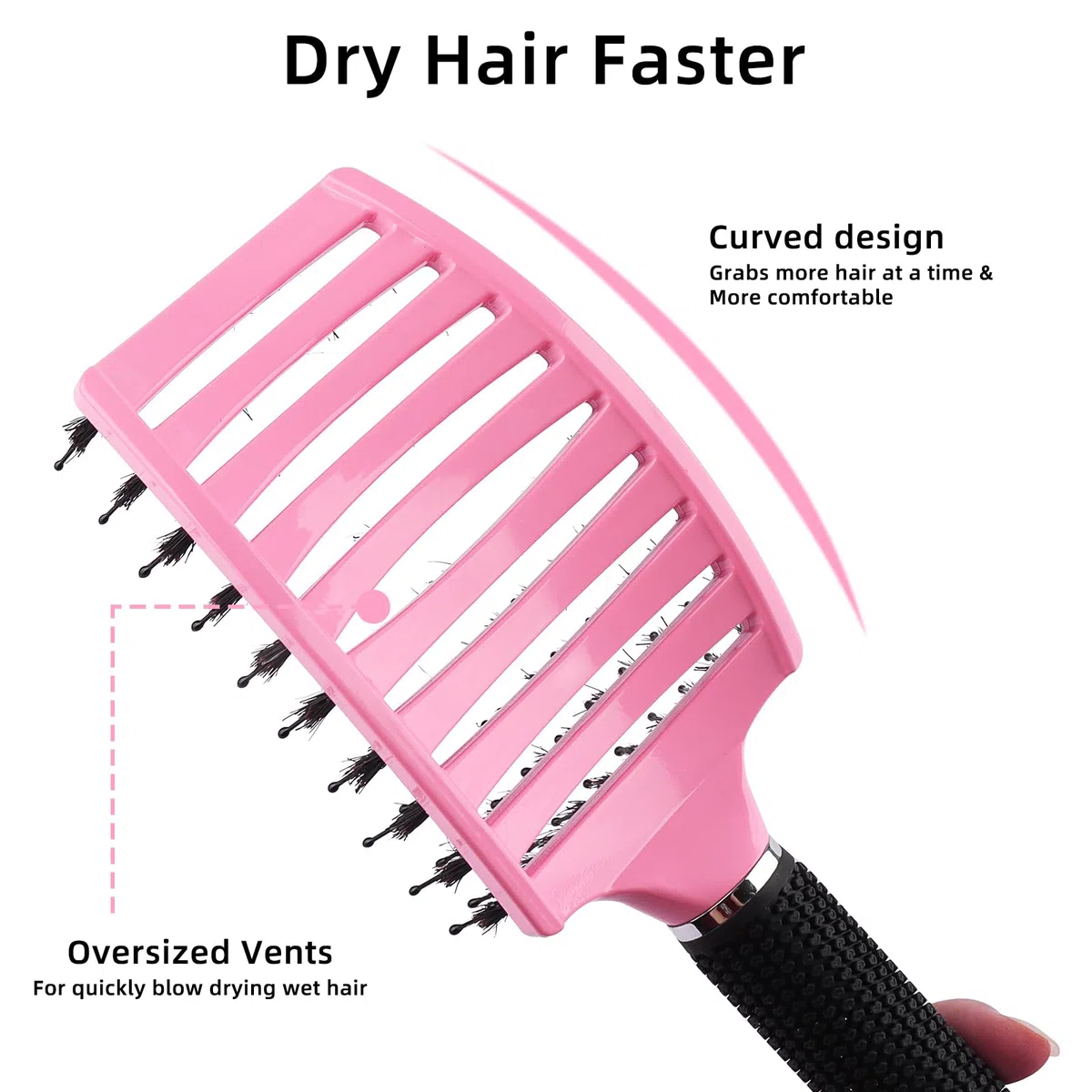 Entwirrungsbürste für nasses und trockenes Haar – schmerzfreie Haarbürste zum Entwirren von Knoten, Glätten und Stylen, für Erwachsene und Kinder, sanft zu lockigem/dickem Haar (Rosa)