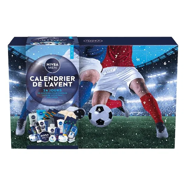 NIVEA MEN – Adventskalender Herren Edition 2025 – Schönheitsgeschenkset – Pflege Gesicht, Körper & Lippen + Zubehör – 24 Überraschungsfenster – 1 Stück