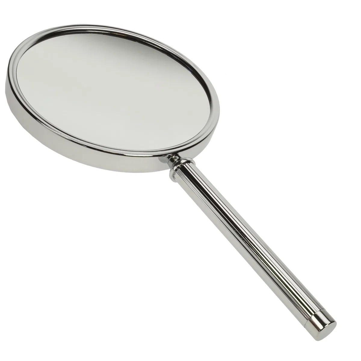 Fantasia Handspiegel mit Griff - zweiseitig, normal und 10-fache Vergrößerung, Ø 16 cm, Länge: 18,5cm, Silber - Chrom