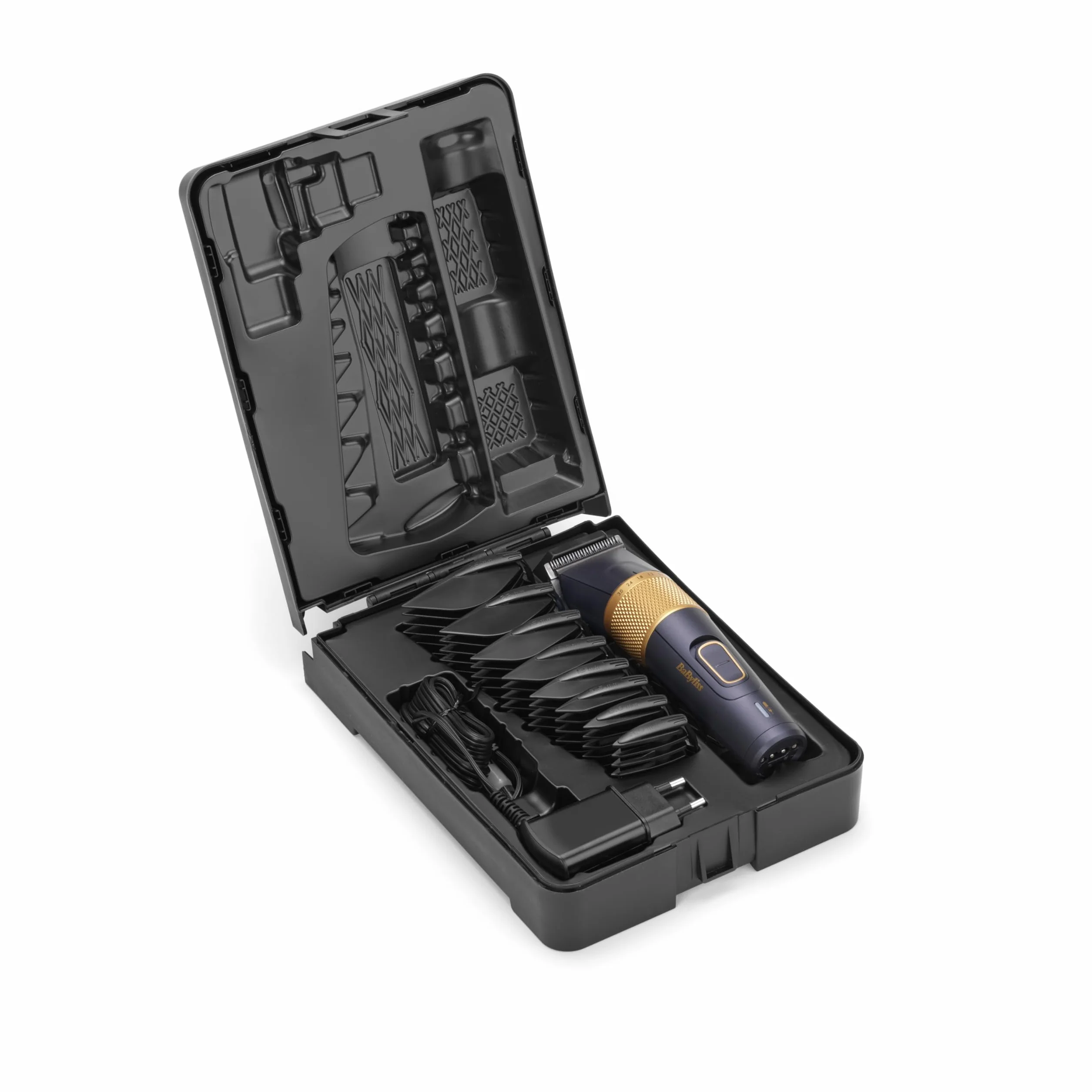 BaByliss Lithium Performance Haarschneider E986E – Kabelloser Profi-Haarschneider, 45 Längeneinstellungen (0,6–28 mm), Lithium-Akku, Dunkelblau/Gold