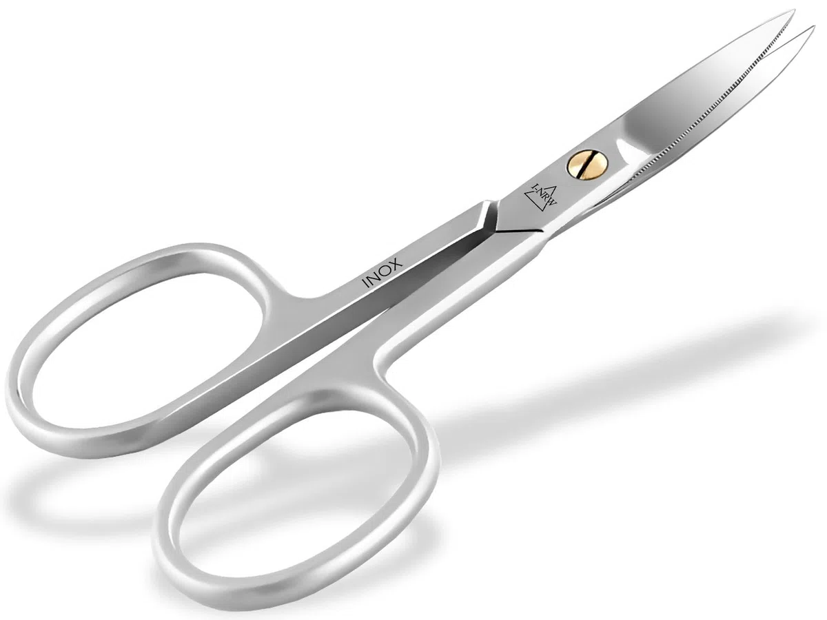 Nagelschere gebogen mit einseitiger Mikroverzahnung Edelstahl Rostfrei Maniküre Pediküre Schere zum präzisen kürzen von Finger- und Fußnägel 9 cm